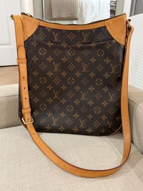 Louis Vuitton Odeon MM Brown Monogram Crossbody with Tan Leather Trim